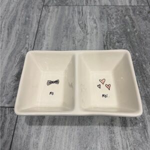 Rae Dunn Mr. & Mrs. Ceramic Double Dish